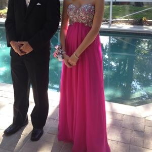 WORN ONCE Pink Beaded Prom Dress
